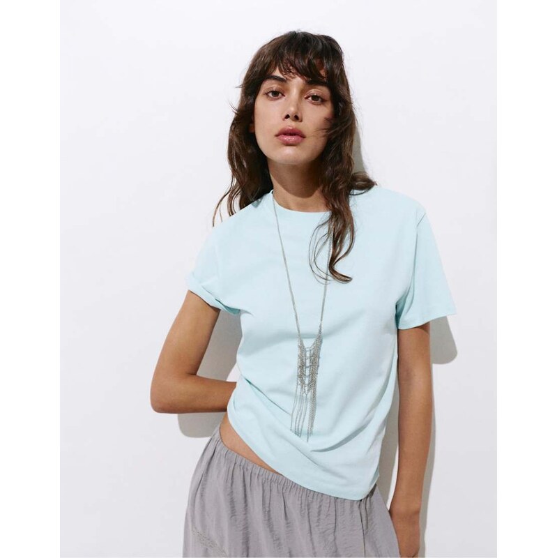 Pull&Bear Basic short sleeve t-shirt in pale blue