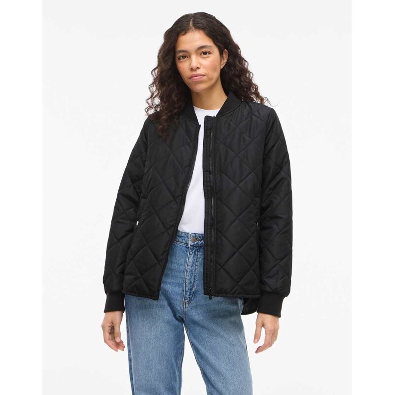 Vila Oversized Baseball Bomber Jacket in Black