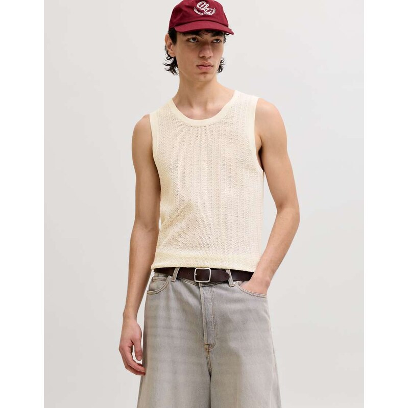 Jack & Jones Knitted top in sea salt-White