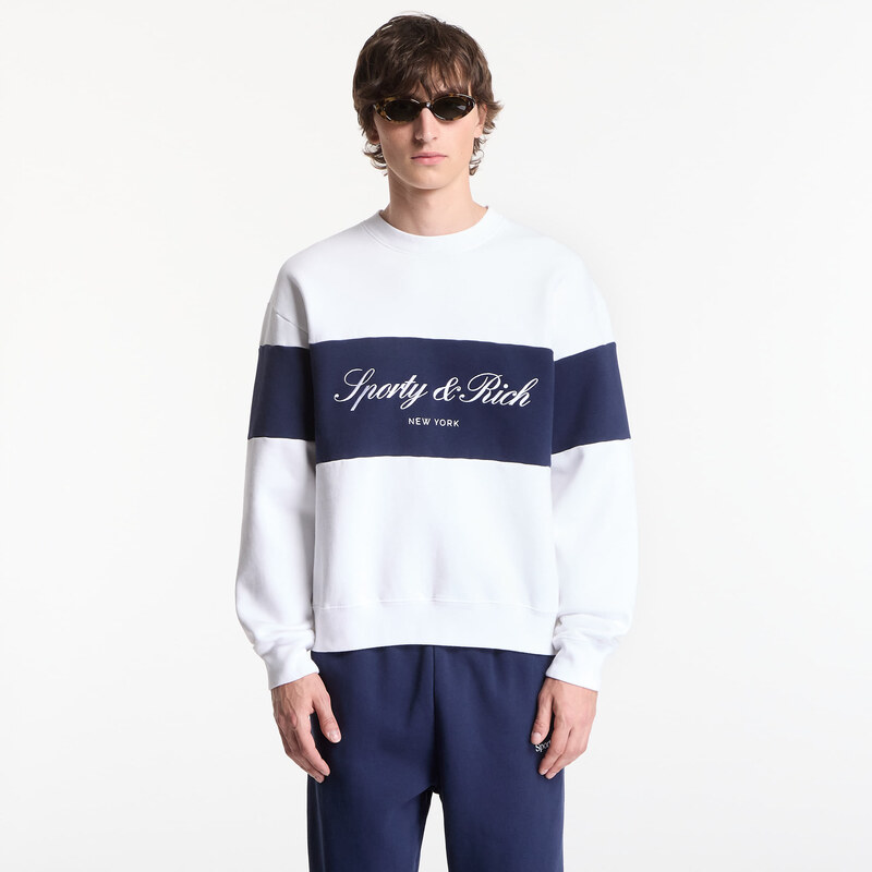 Mikina Sporty & Rich Signature Logo Block Crewneck UNISEX White/