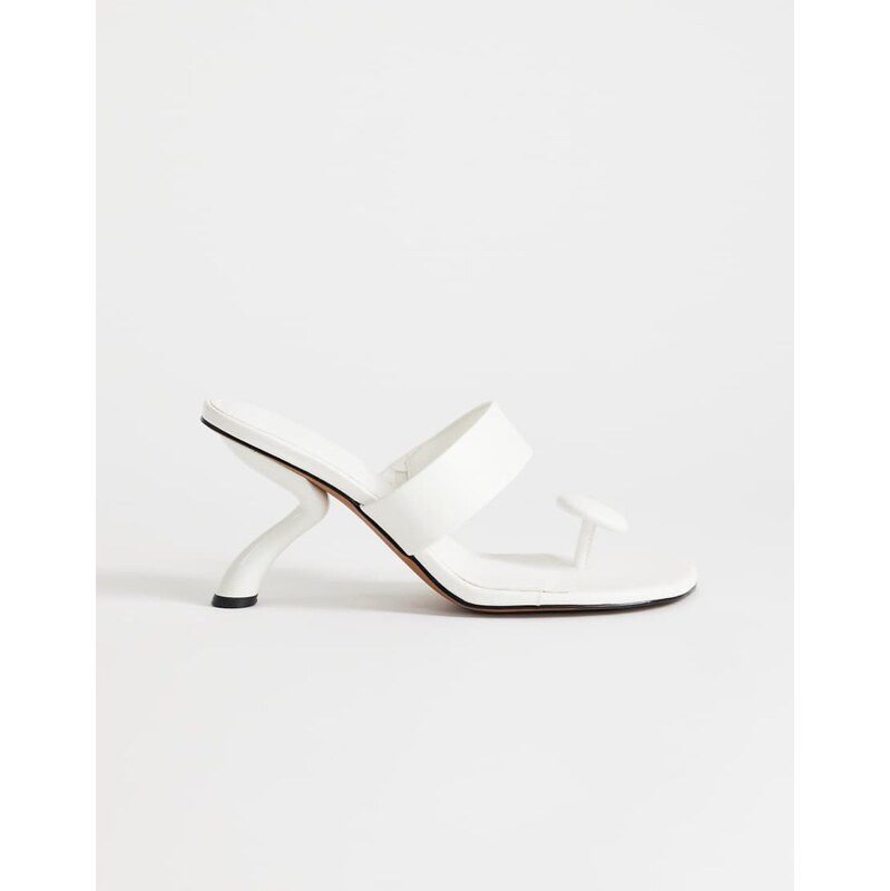 Topshop Natalie toe thong angular mid heel sandal in white
