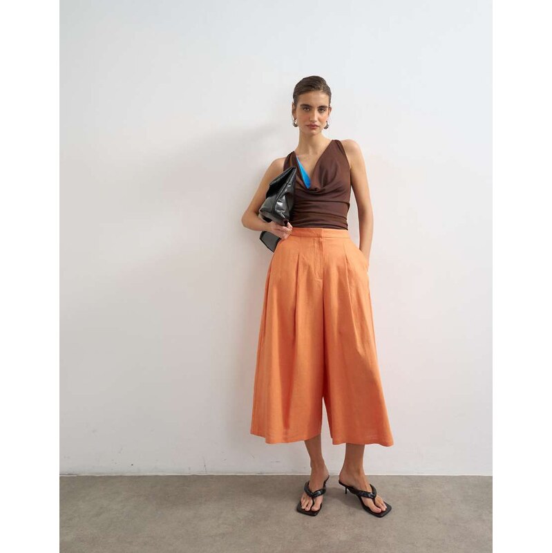 Topshop linen A line culotte in washed orange