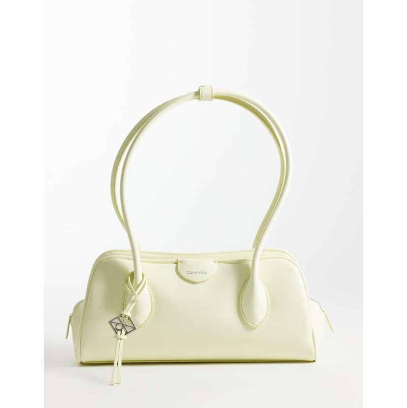 Calvin Klein emblem pebble shoulder bag with hardware charm in