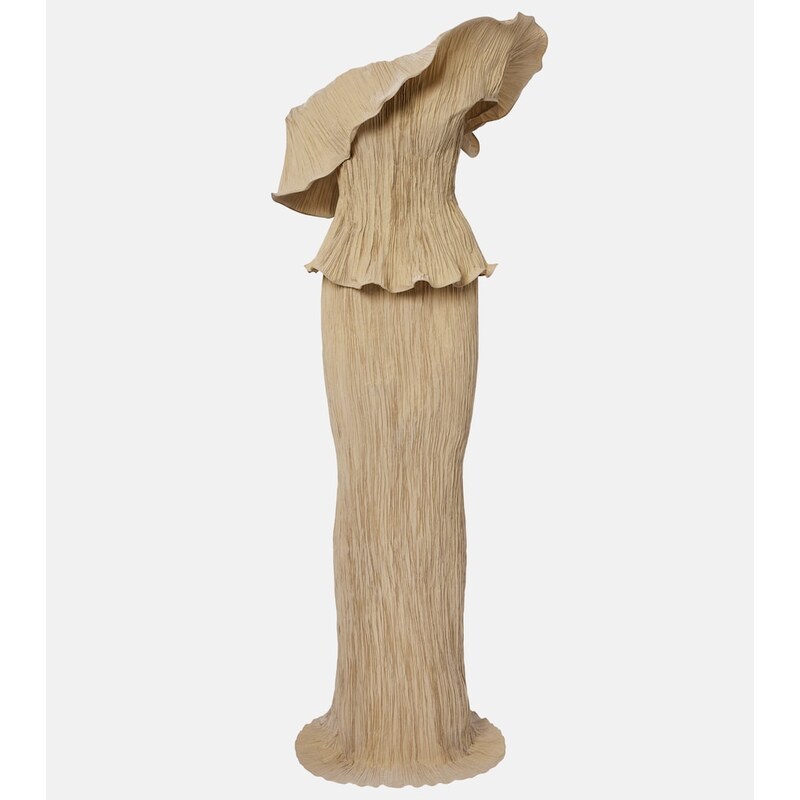 Marmar Halim Asymmetric pleated taffeta gown