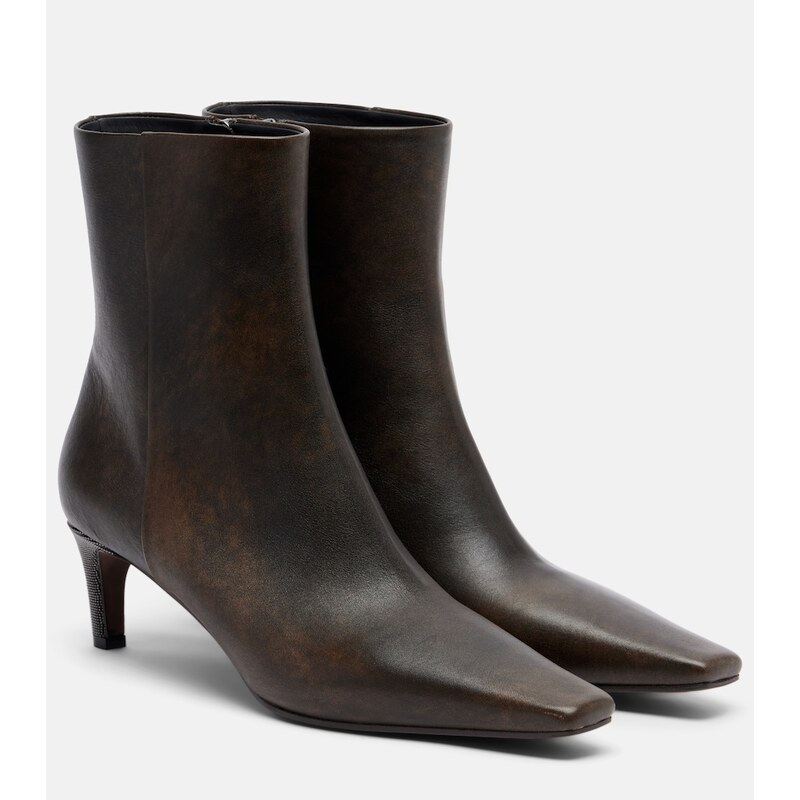 Brunello Cucinelli Monili leather ankle boots