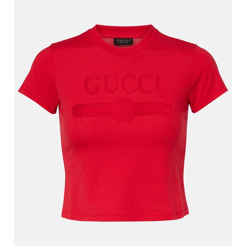 Gucci Logo cropped cotton-blend jersey T-shirt