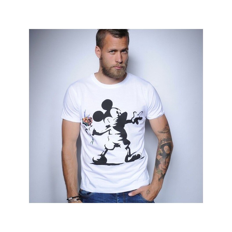 Tee-Trend Pánské trendy tričko s potiskem - Mickey Mouse, Barva bílá, Velikost S