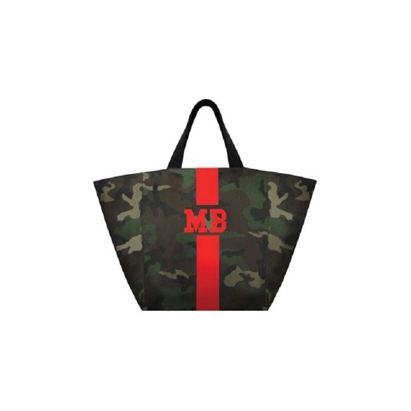 Mia Bag Maskáčová taška XL - shopper - červený pás