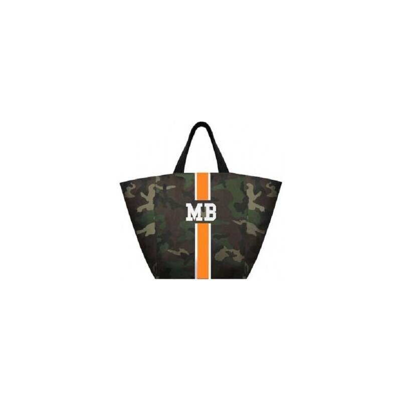 Mia Bag - Maskáčová taška / shopper XL - oranžový pás