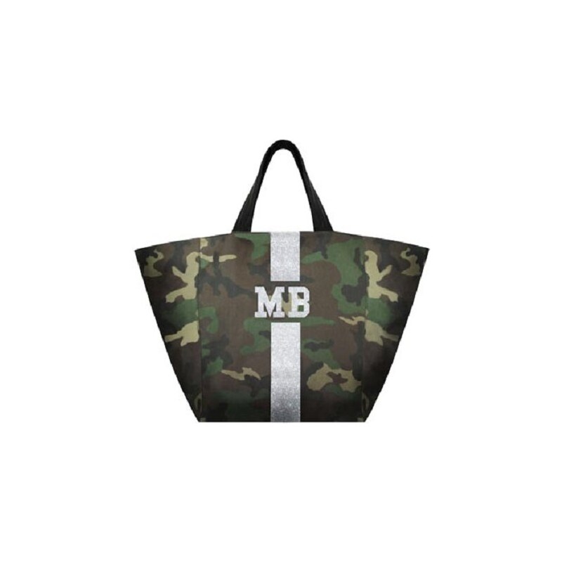 Mia Bag - Maskáčová taška / shopper XL - stříbrný pás