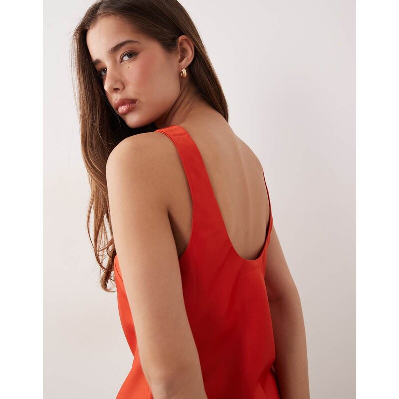 ASOS DESIGN scoop neck satin cami in red