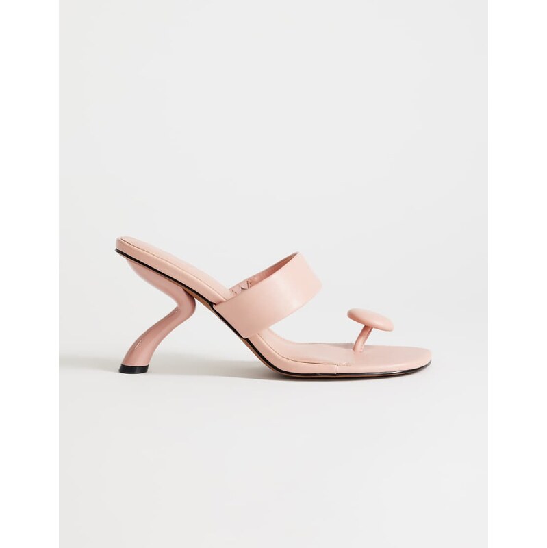 Topshop Natalie toe thong angular mid heel sandal in pink