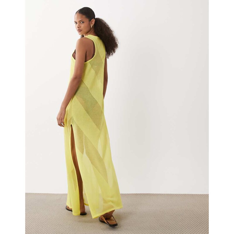 ASOS DESIGN sheer maxi dress in bright yellow