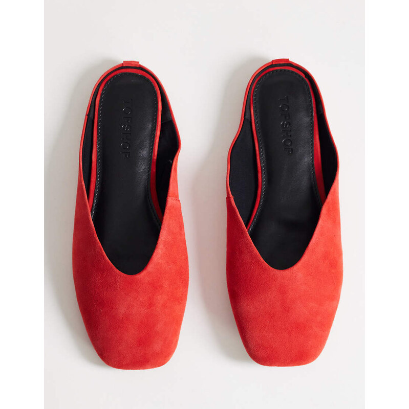 Topshop Atlas mule flat shoe in red