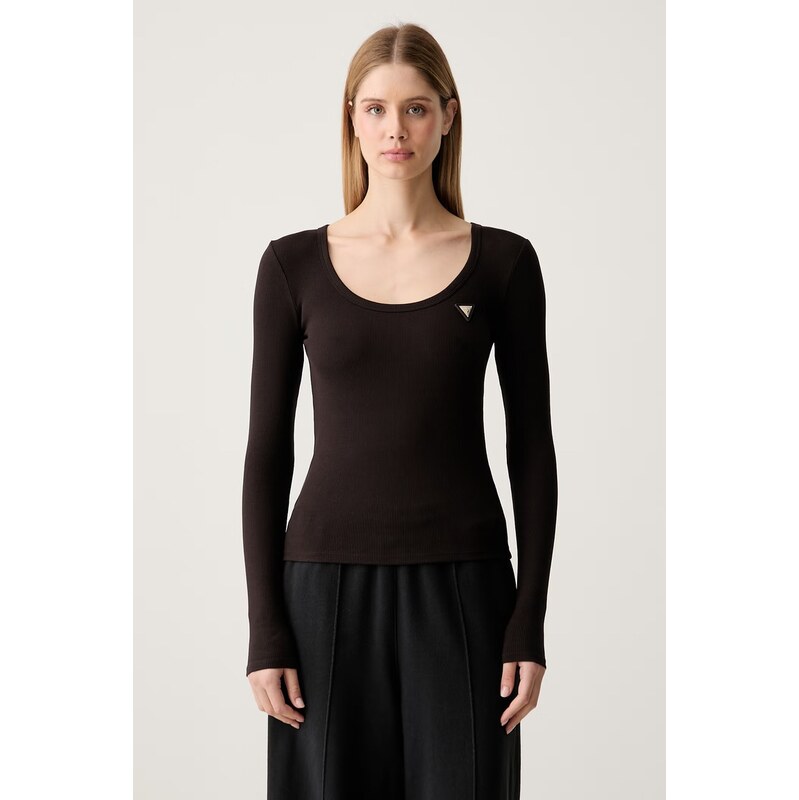 Guess tričko s dlouhým rukávem dámské s bavlnou