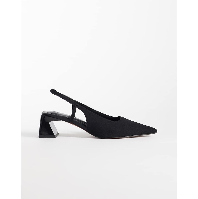 ASOS DESIGN Steam cut out detail slingback block heeled shoes in