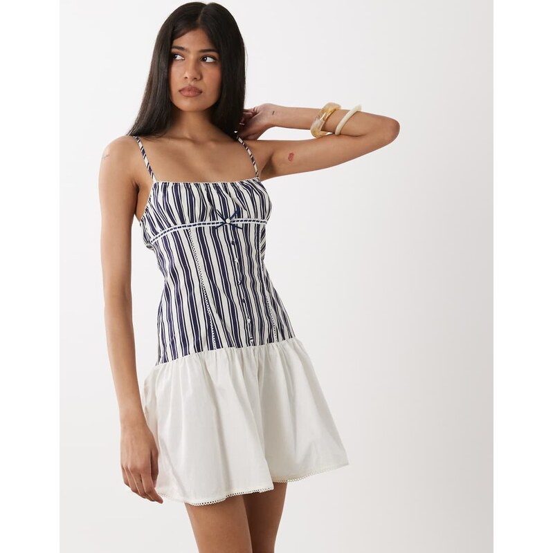 WeWoreWhat drop waist dress in navy-Multi