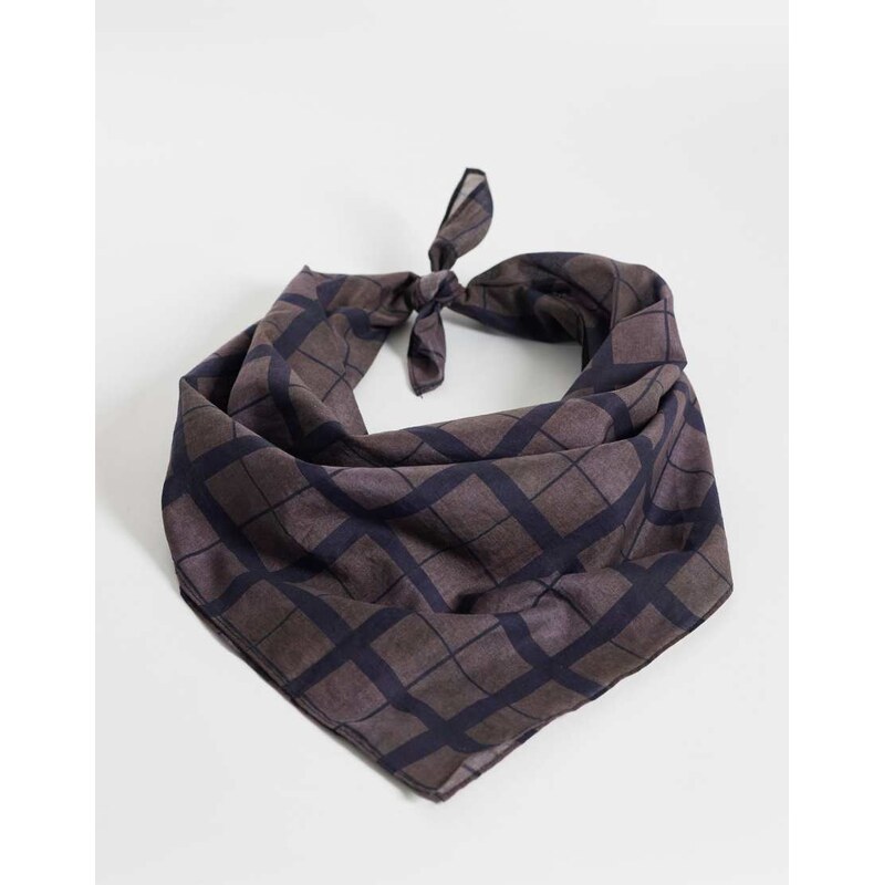 ASOS DESIGN check print cotton bandana in brown
