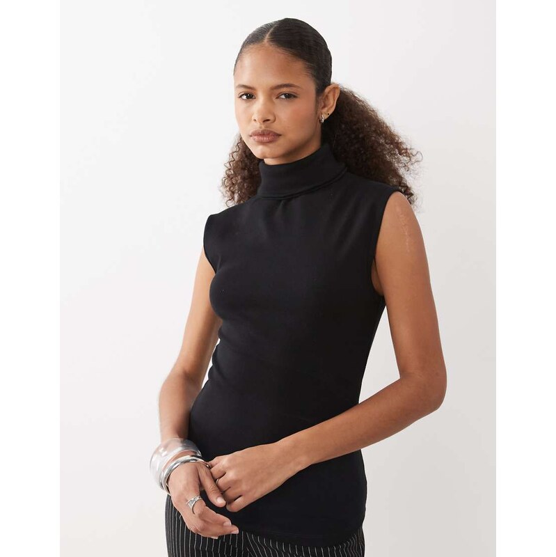 ASOS DESIGN funnel neck tank top in black