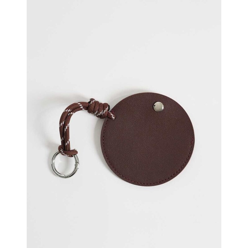 ASOS DESIGN mini coin key ring purse in chocolate-Brown