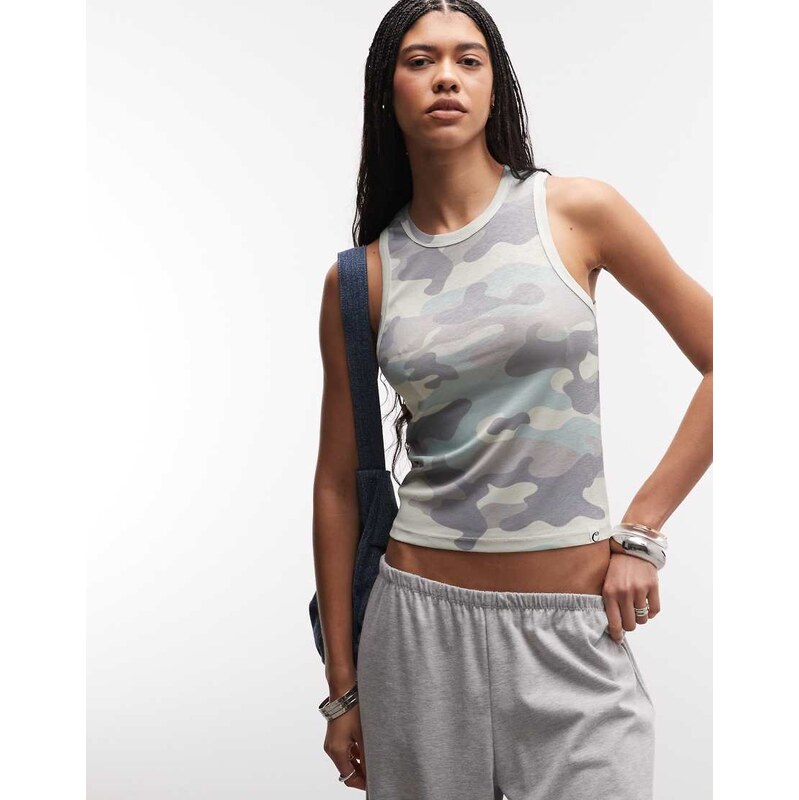 COLLUSION sheer camo vest-Multi