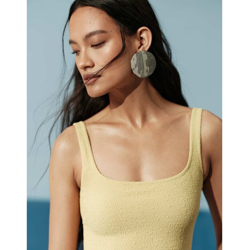 ARKET crinkle swimsuit in yellow