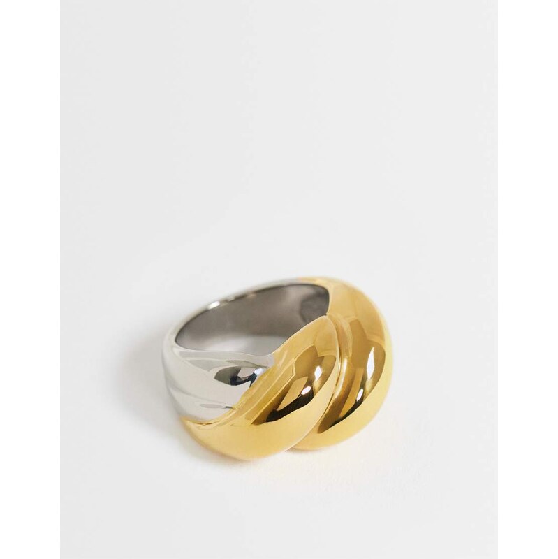 Topshop Robyn waterproof stainless steel twist detail ring in