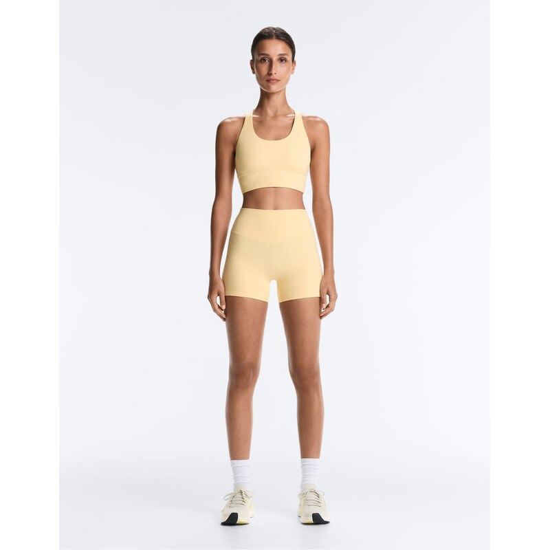 OYSHO Comfortlux high-rise 10cm hot pants in pale yellow