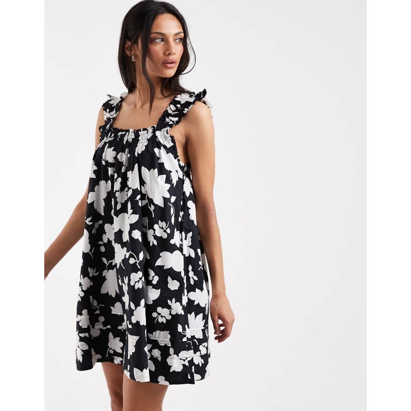 Levis Meg babydoll mini dress with floral print in black
