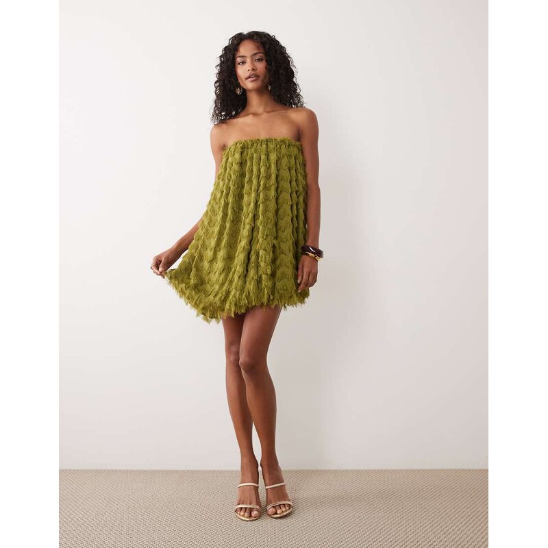 ASOS DESIGN wave textured bubble sweetheart neck mini dress in