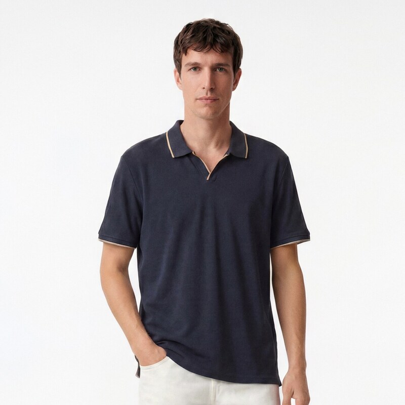 Reserved - Bavlněné polo regular fit - tmavě šedá