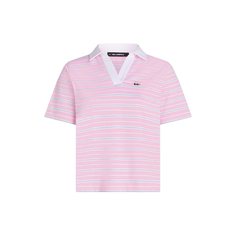 Karl Lagerfeld Tričko Ikon Stripe světlemodrá / starorůžová