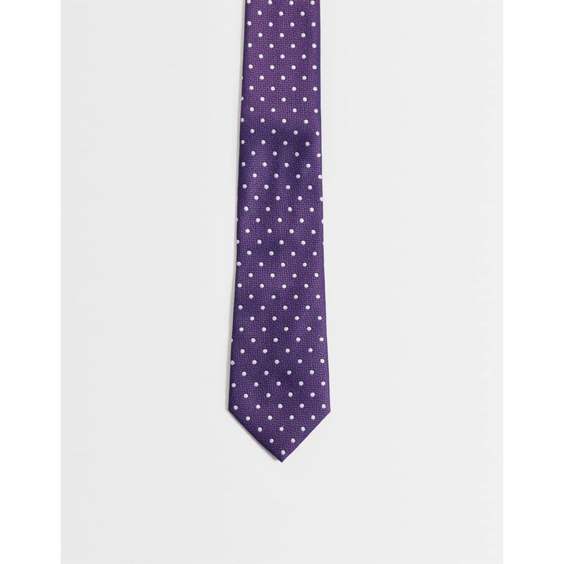 ASOS DESIGN tie in purple polka dot