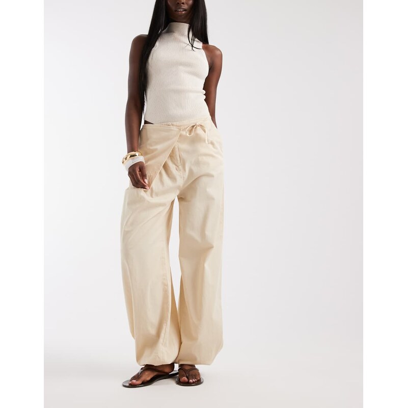 ASOS DESIGN wrap front balloon trouser-Brown