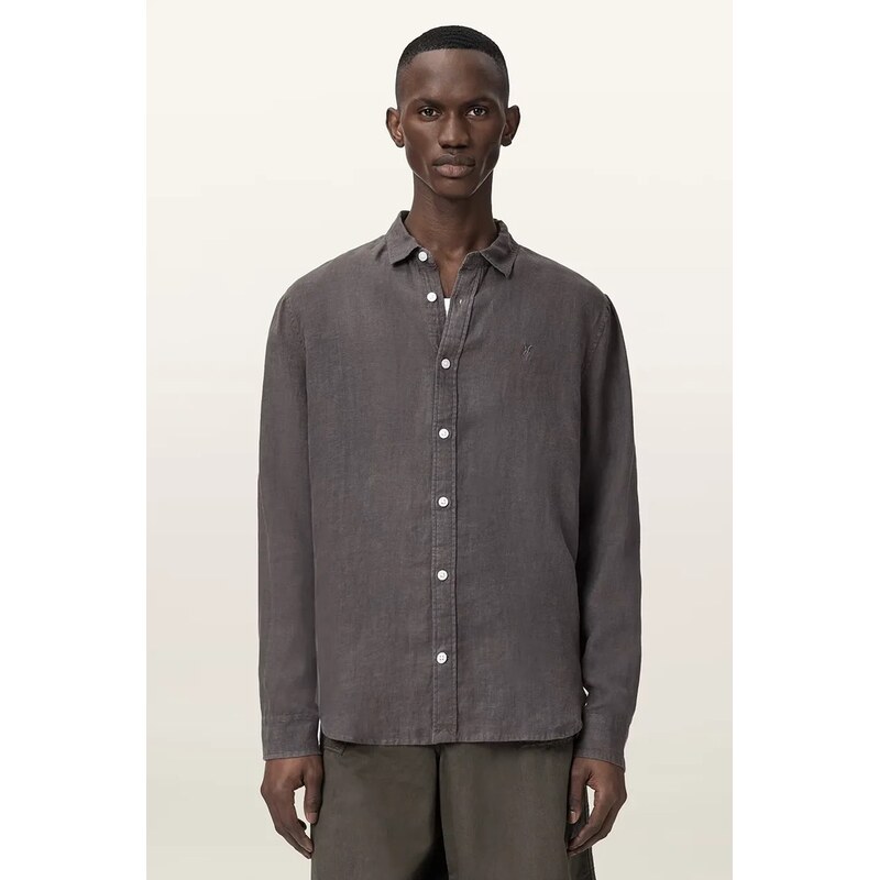 AllSaints košile pánská lněná LOOM