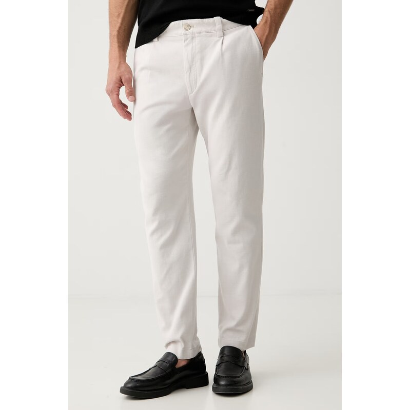 BOSS Orange chino kalhoty pánské bavlněné s elastanem Pleated