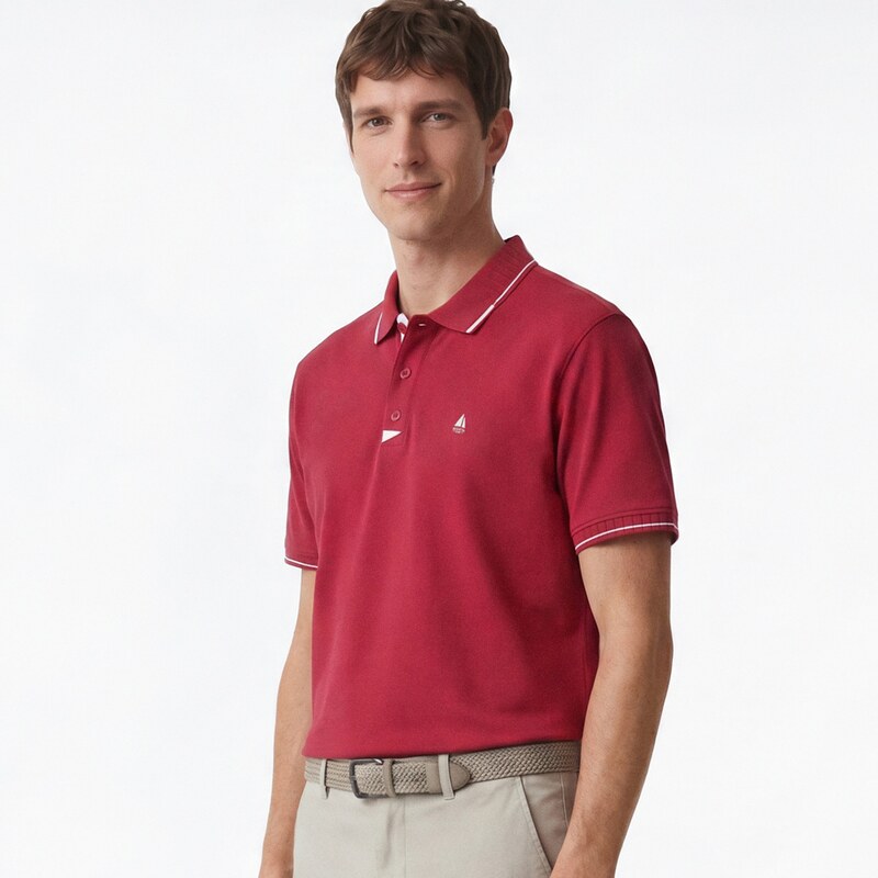 Reserved - Bavlněné polo regular fit - červená