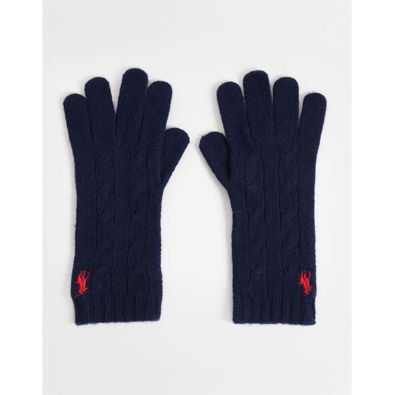 Polo Ralph Lauren cable knit gloves in navy