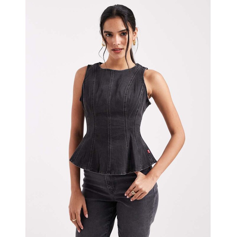 Levis denim peplum top in black