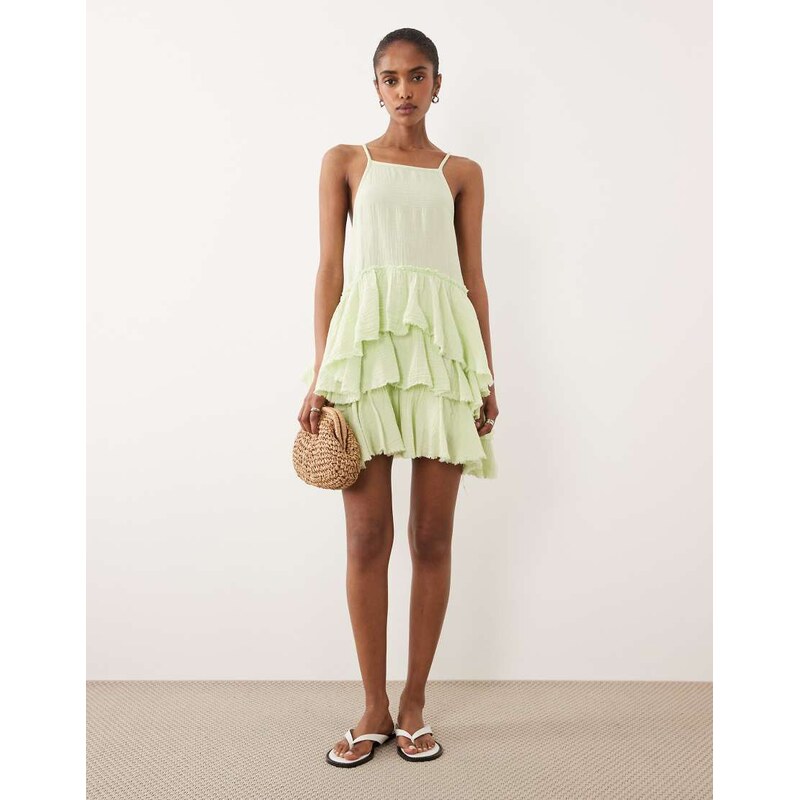 ASOS DESIGN double cloth washed mini sundress with distressed