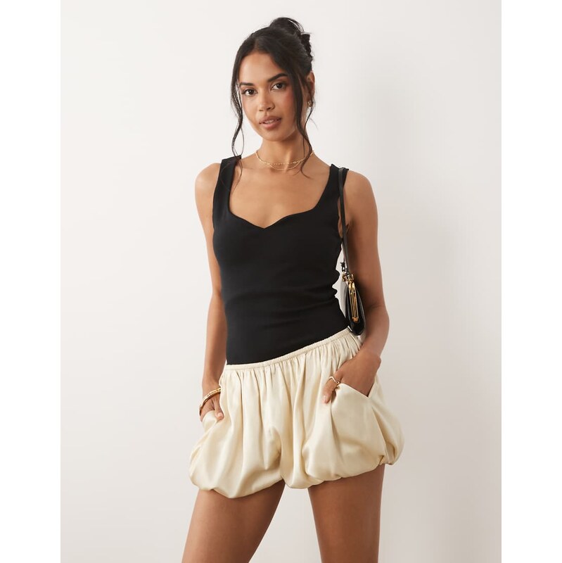 ASOS DESIGN compact cotton vest with curved neckline in black