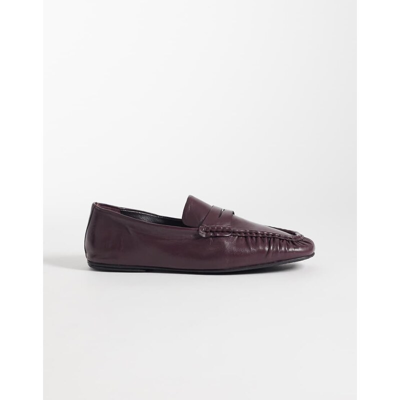 ASOS DESIGN Micha premium soft loafer in burgundy leather-Red