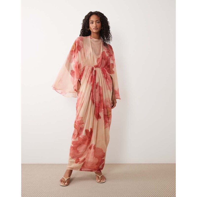 ASOS DESIGN draped cape bodice with skirt and open back with
