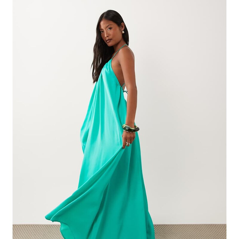 ASOS Petite ASOS DESIGN Petite trapeze scoop neck full hem maxi