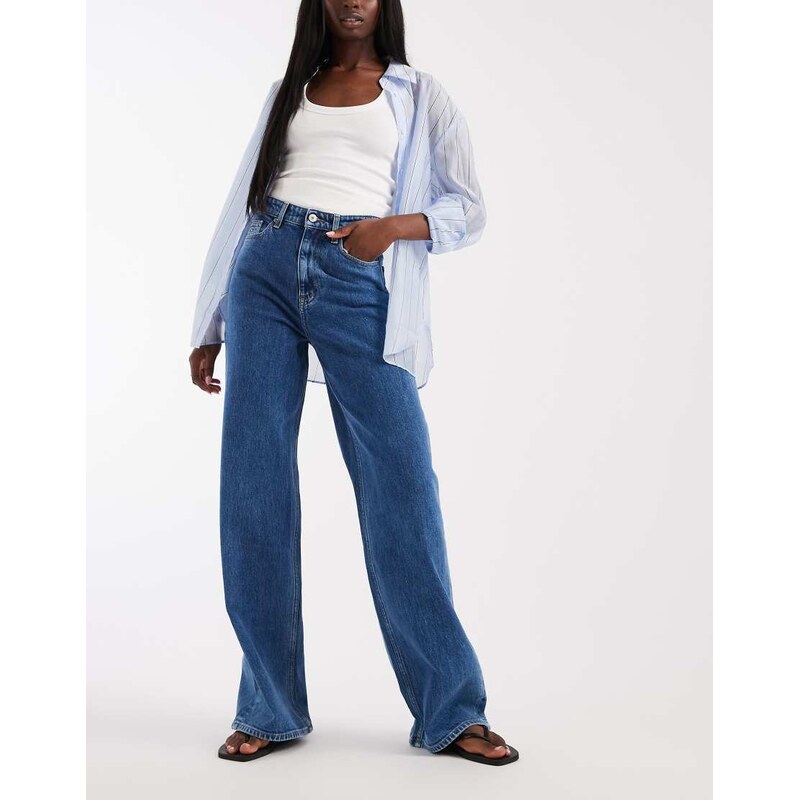 Tommy Jeans Claire high rise wide leg jeans in mid wash blue