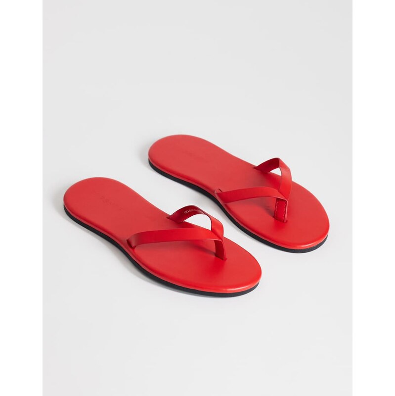 Topshop Sky real leather toe thong sandal in red
