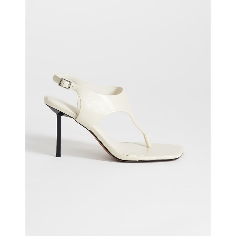 Topshop Sandy toe thong high heeled sandal in off white