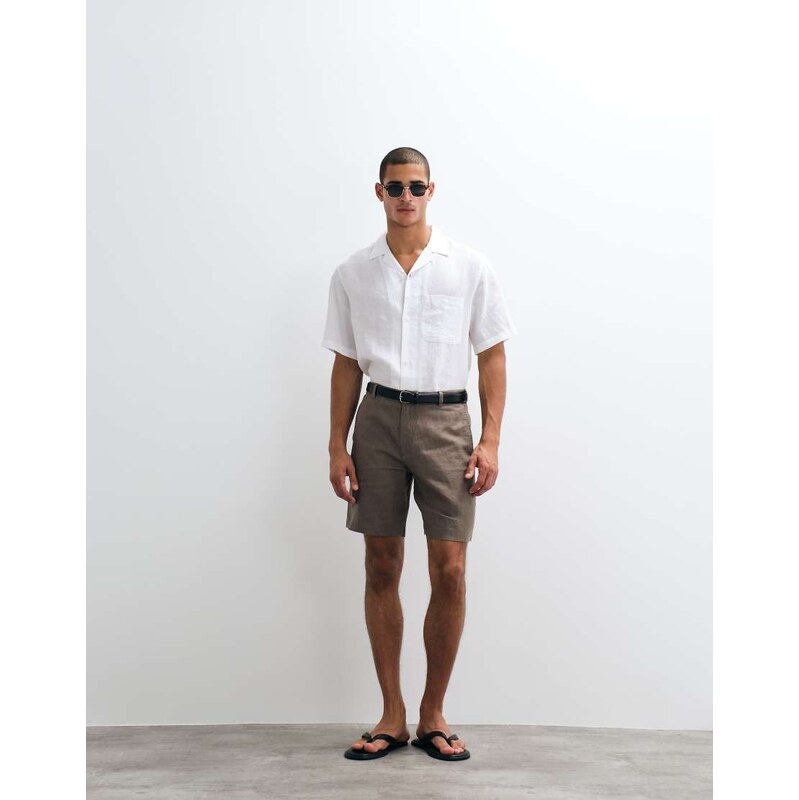 ARKET pure linen tailored shorts in brown