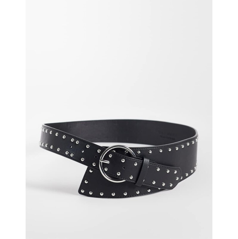 Vero Moda studded waist belt in black-Brown