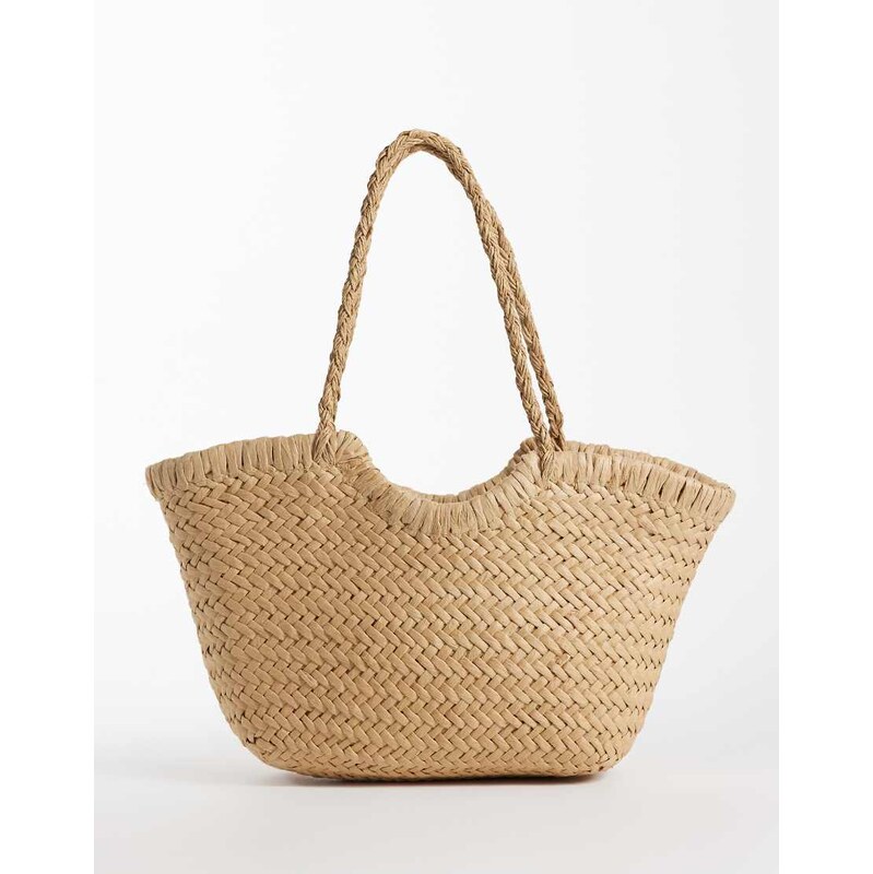 Gina Tricot braided straw tote bag in light brown